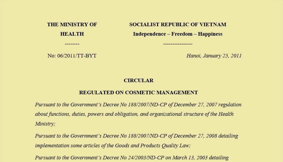 Circular No. 06/2011/TT-BYT
