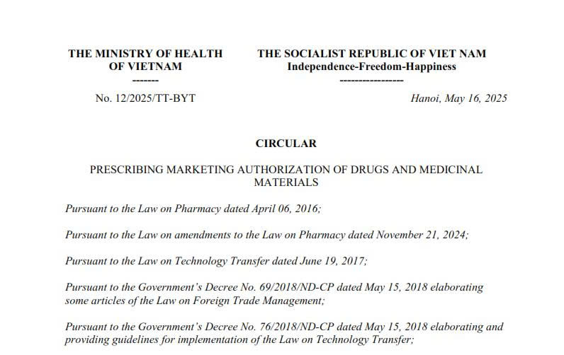 Circular No. 12/2025/TT-BYT comes into force from July 01, 2025