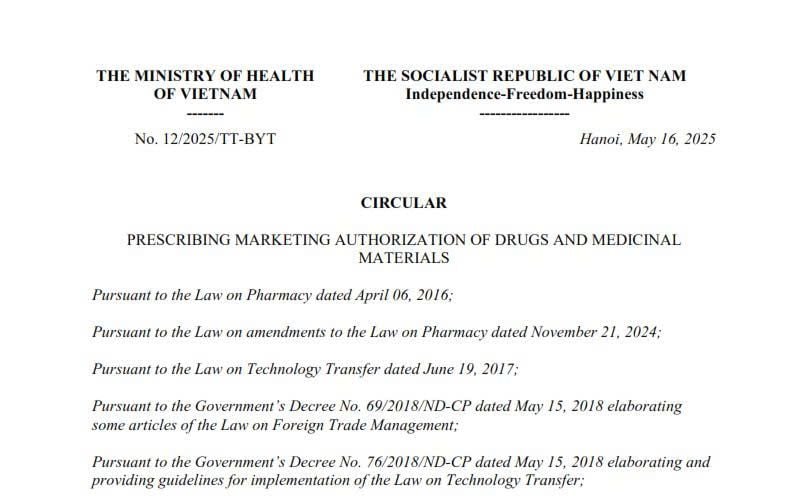 Circular No. 12/2025/TT-BYT comes into force from July 01, 2025