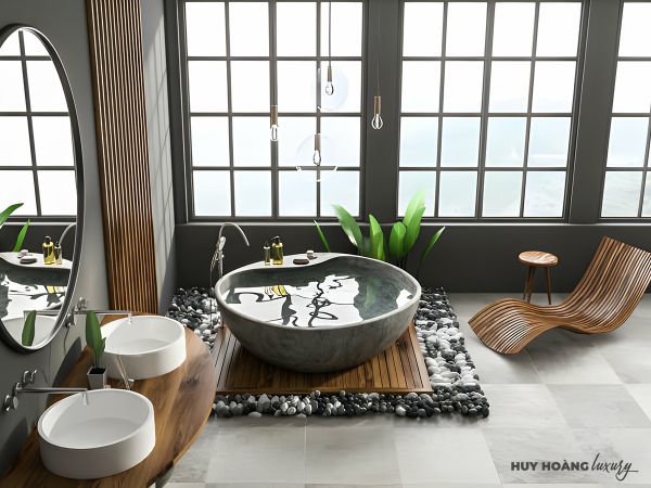 Ý tưởng thiết kế nhà vệ sinh có bồn tắm tiện nghi và thẩm mỹ