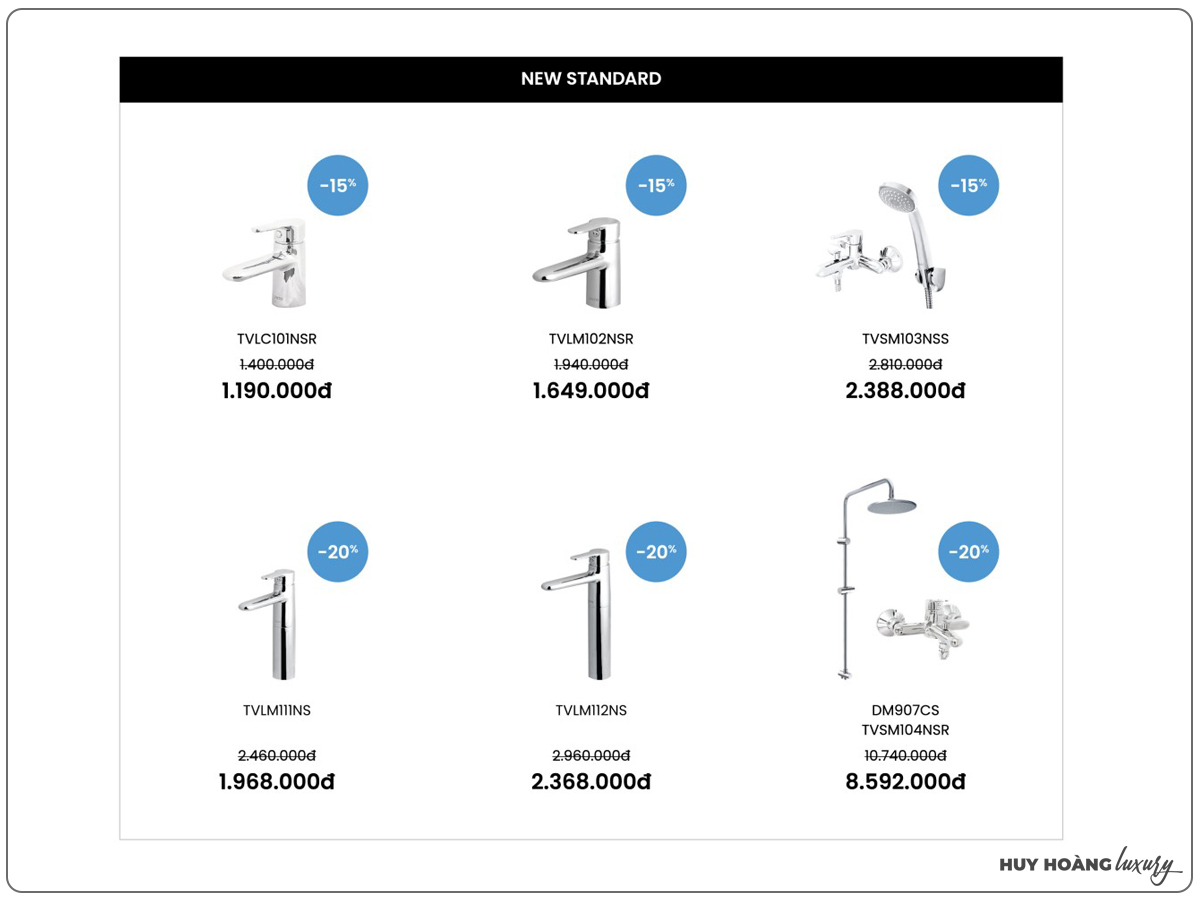 Bộ sưu tập sen vòi TOTO Standard khuyến mãi 2023