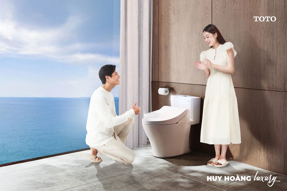 Bàn cầu một khối MS857 có thiết kế hiện đại, nâng tầm không gian phòng tắm