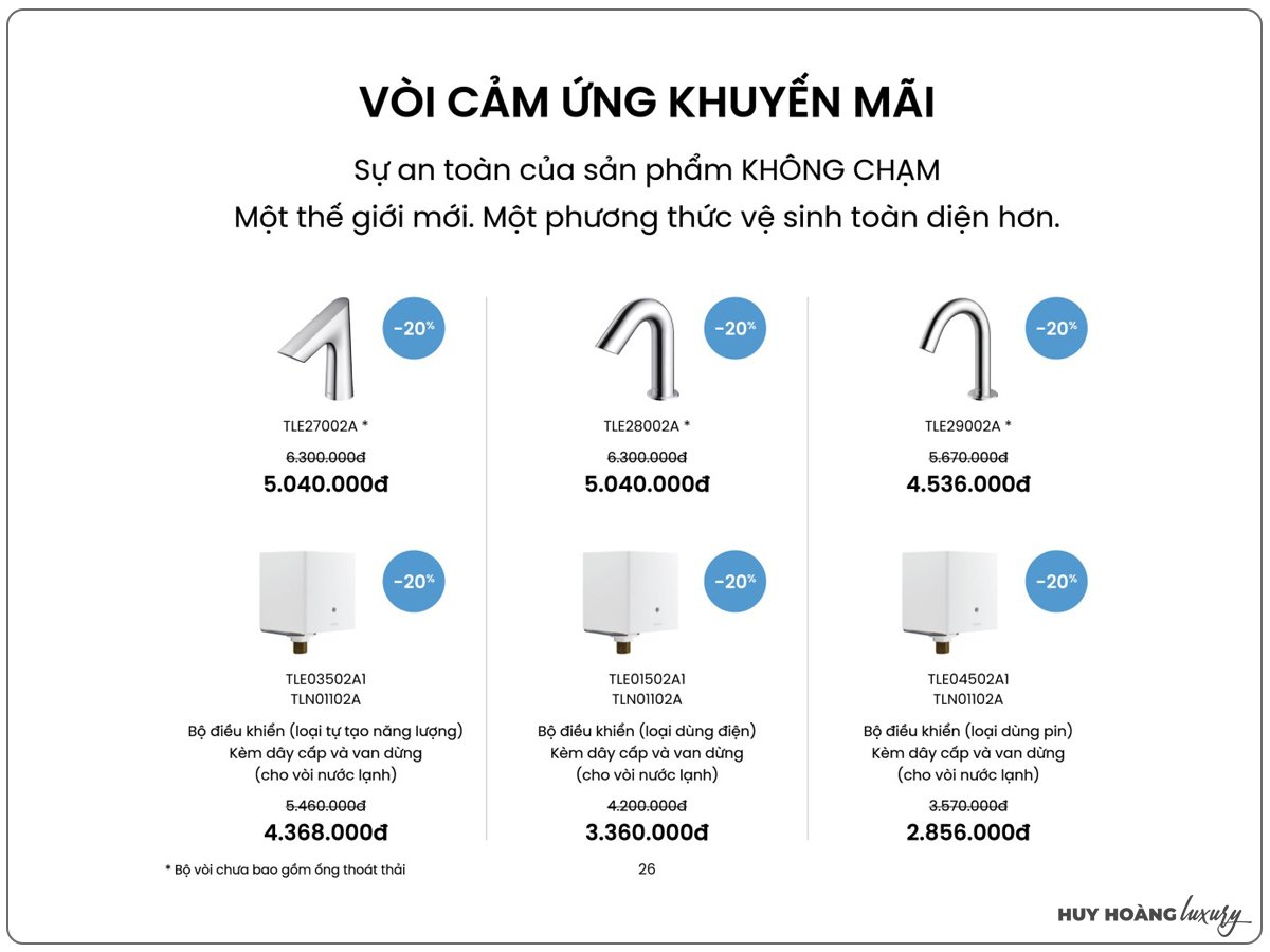 Bảng giá vòi cảm ứng TOTO chiết khấu cao