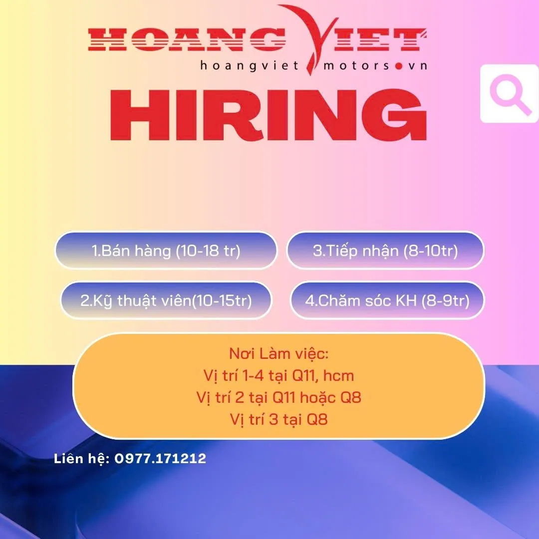 Hoàng Việt Tuyển Dụng Nhân Sự 2025 – Cơ Hội Việc Làm Ổn Định, Thu Nhập Hấp Dẫn!
