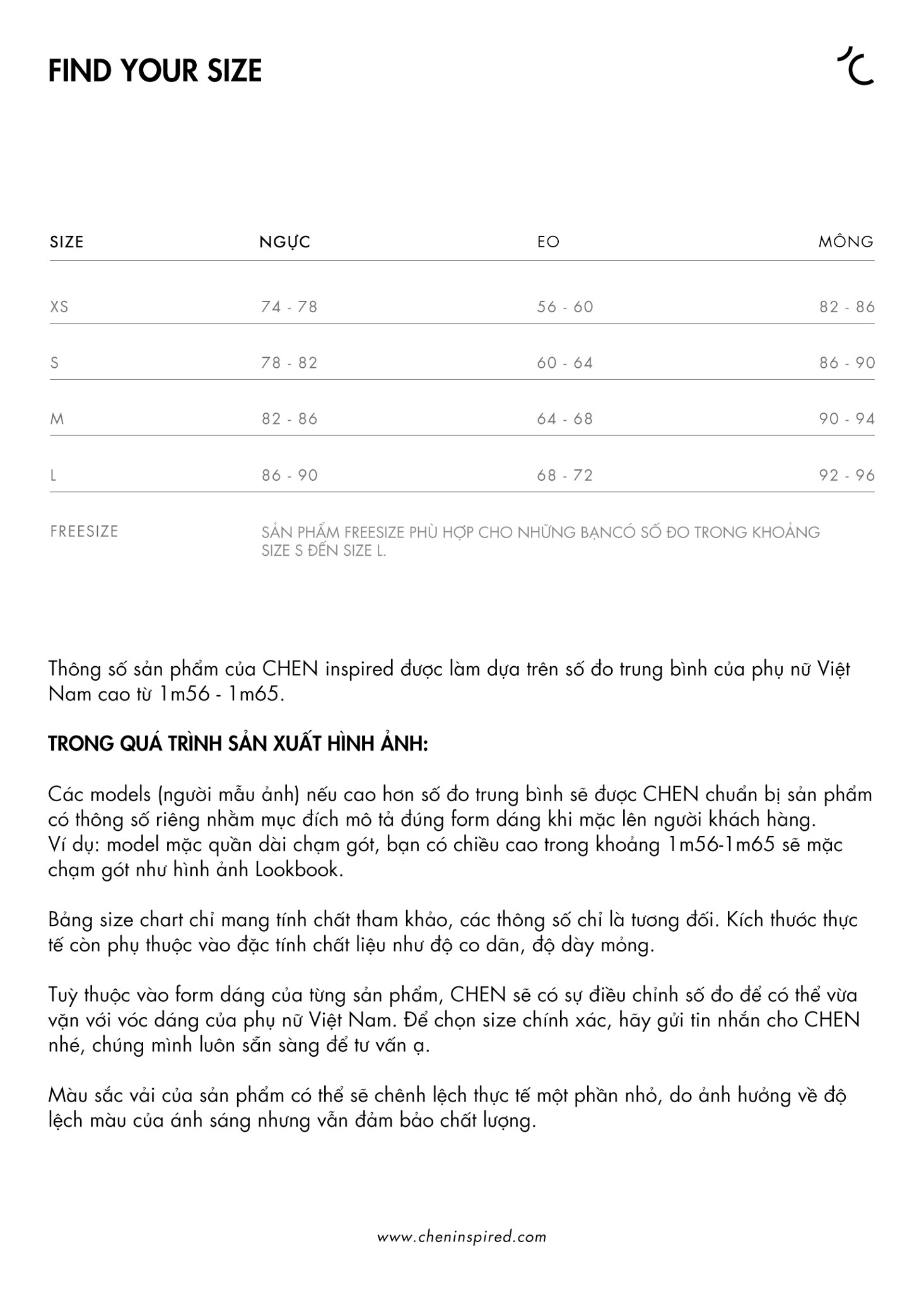 Size Chart – CHEN