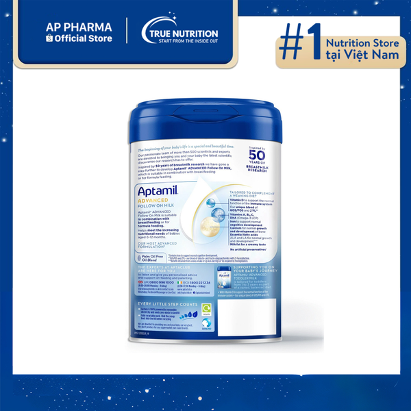 Sữa Aptamil Advanced số 2 800g nội địa Anh (từ 6-12 tháng)