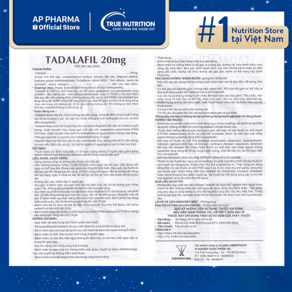 Thuốc Tadalafil 20mg Cophavina