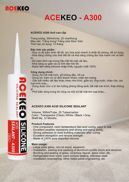 KEO SILICONE CAO CẤP ACEKEO A300