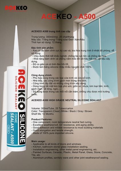 KEO SILICONE TRUNG TÍNH CAO CẤP ACEKEO A500