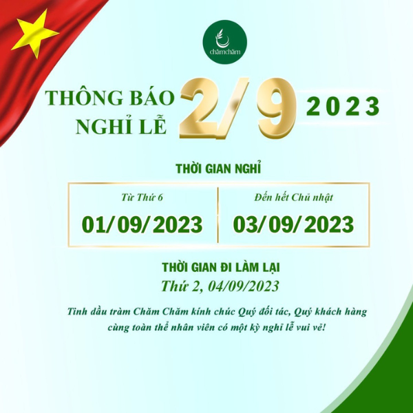 THÔNG BÁO LỊCH NGHỈ LỄ QUỐC KHÁNH 02/9/2023