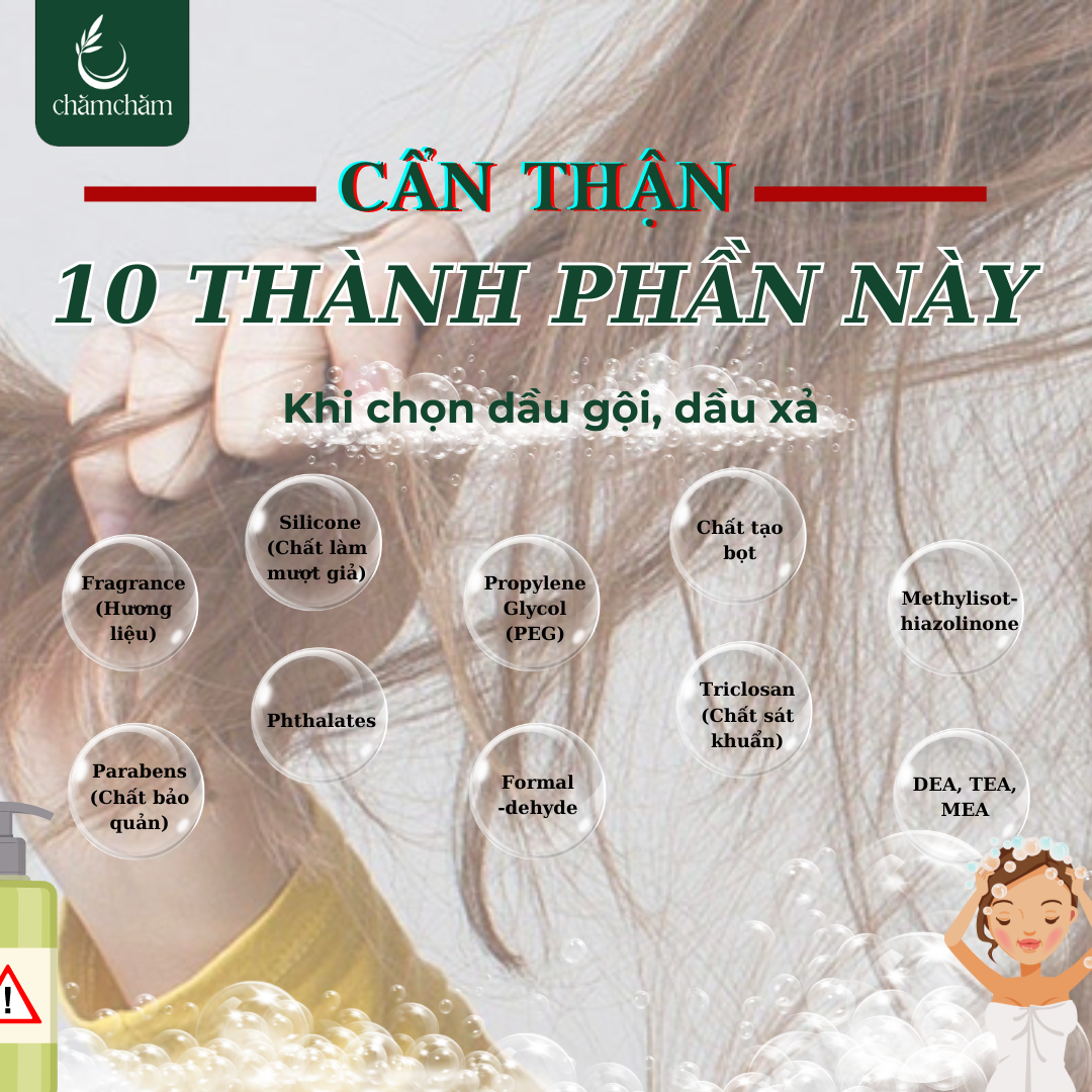 10 THÀNH PHẦN CẦN TRÁNH KHI CHỌN DẦU GỘI, XẢ CHO TÓC