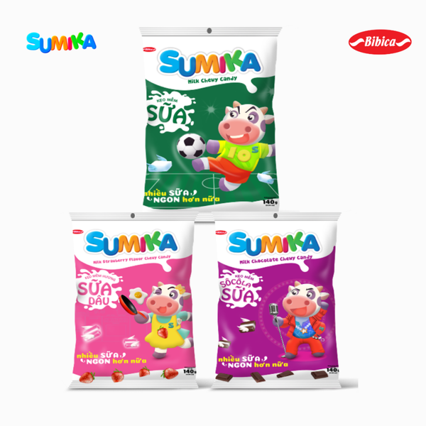 SUMIKA GIỚI THIỆU BỘ BA KẸO MỀM VỊ SỮA BÒ, SỮA DÂU VÀ SOCOLA SỮA