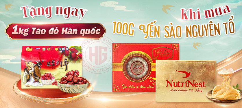 Tặng 1kg táo đỏ HQ khi Mua 100g Yến sào nguyên tổ