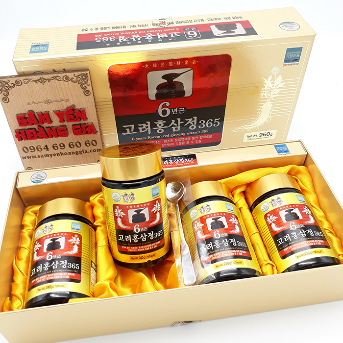 Cao hồng sâm 365 Hàn Quốc 6 năm tuổi 240g hộp 4 lọ 8809131336581