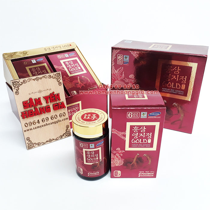Cao hồng sâm linh chi Hàn quốc Pocheon hộp 2 lọ 240g sâm yến hoàng gia