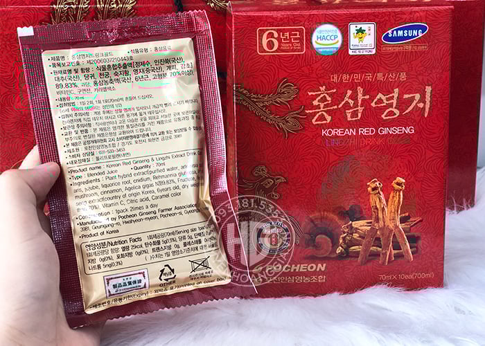 Nước hồng sâm linh chi Hàn quốc Pocheon hộp 30 gói 0964696060
