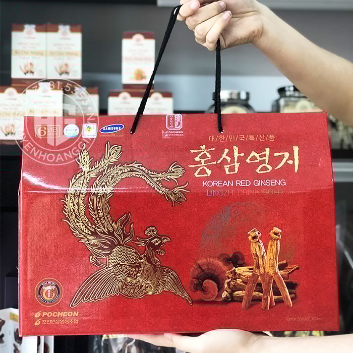 Nước hồng sâm linh chi Hàn quốc Pocheon hộp 30 gói 0964696060