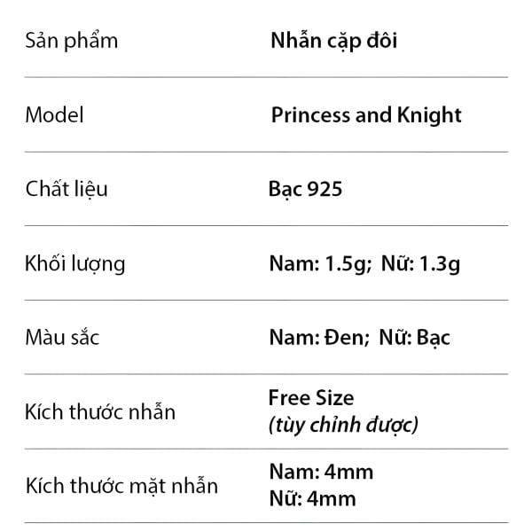 Nhẫn bạc cặp đôi thiết kế sang trọng, viên đá sáng lấp lánh, mang lại sự bền bỉ, thể hiện cam kết và gắn bó lâu dài