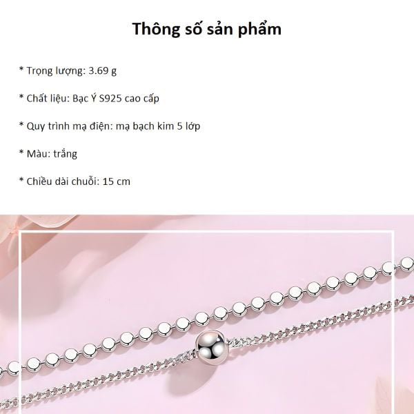 Vòng tay bạc hai lớp sang trọng, thiết kế hạt bạc độc đáo, giúp tôn lên phong cách nhẹ nhàng, thanh thoát cho mọi trang phục