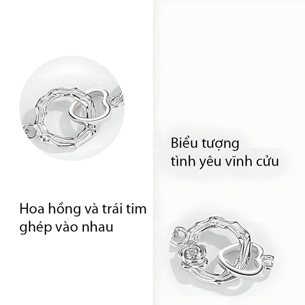 Cặp vòng tay bạc cao cấp với khóa nối hình trái tim, là biểu tượng của tình yêu, lý tưởng làm quà tặng kỷ niệm cho các cặp đôi