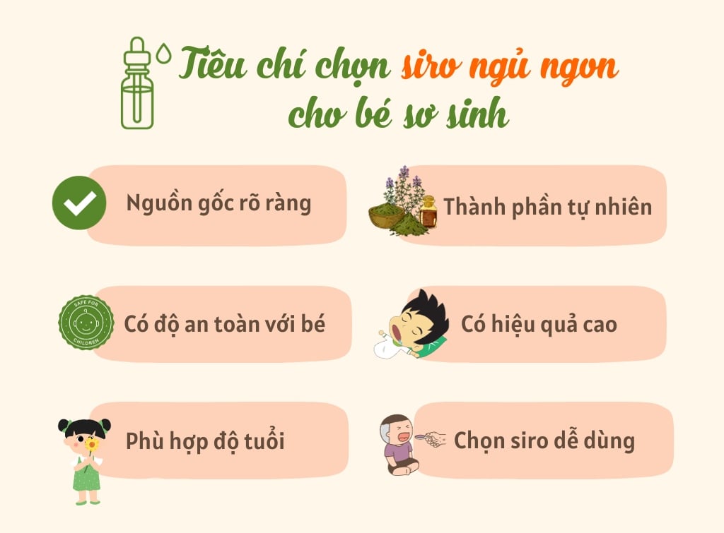 Tiêu chí chọn siro ngủ ngon cho trẻ sơ sinh