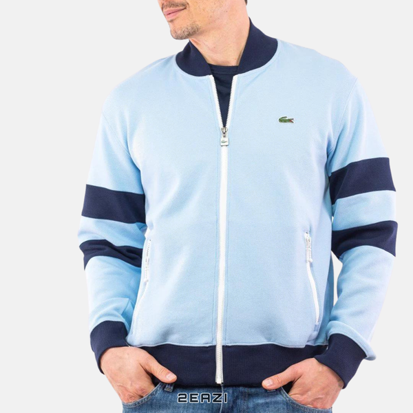 Áo Lacoste Men’s Heritage Teddy Style Zippered Cotton Blend Sweatshirt SH6685 Màu Xanh Dương