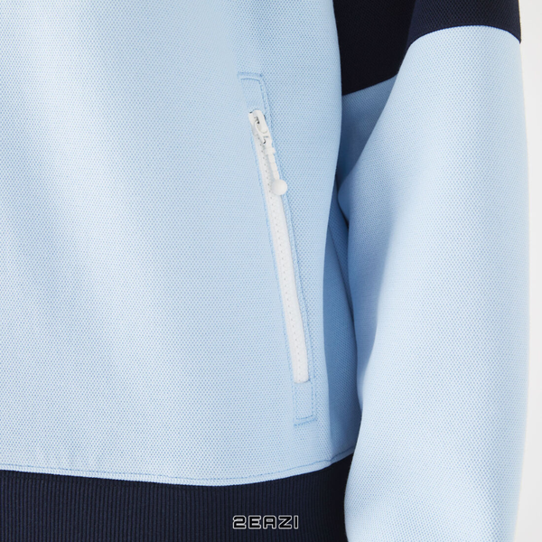 Áo Lacoste Men’s Heritage Teddy Style Zippered Cotton Blend Sweatshirt SH6685 Màu Xanh Dương