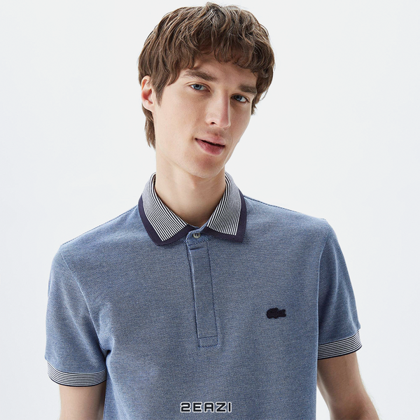 Áo Lacoste Men's Lacoste Regular Fit Striped Finishes Cotton Polo PH1924 Màu Xanh Dương