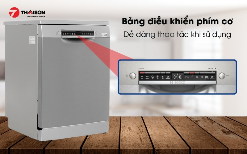 Máy rửa bát Bosch SMS6TCI00E bảng điều khiển phím cơ