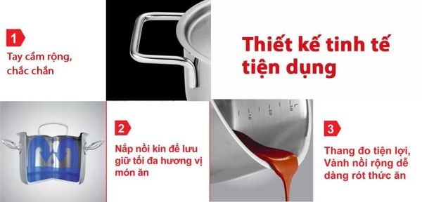 Bộ nồi Fissler Pure 5 món đáy nồi thang đo dung tích