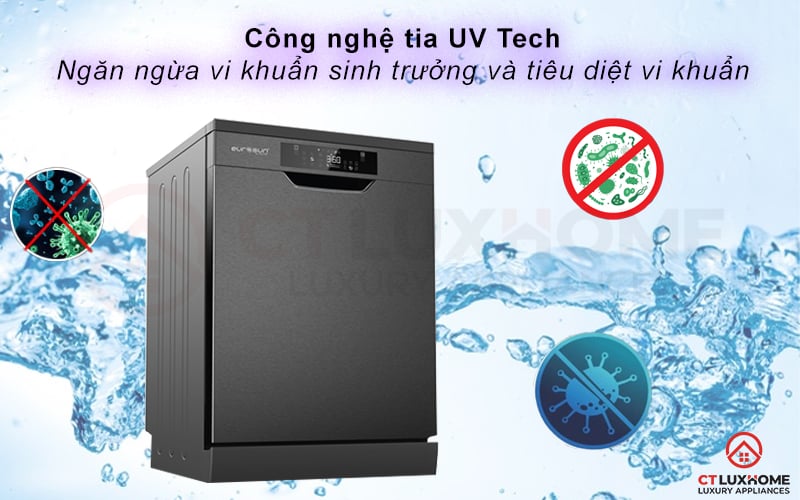 Máy rửa bát Eurosun SMS80EU15E rửa tia UV