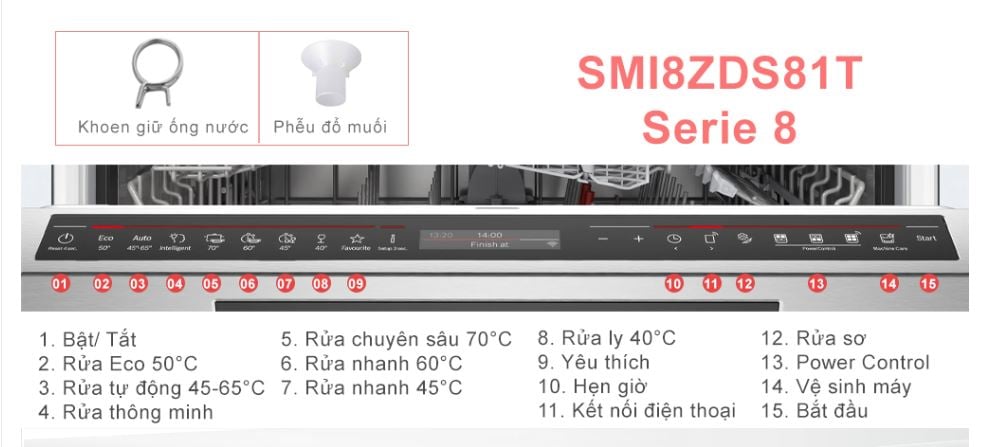 Máy rửa bát Bosch SMI8ZDS81T Serie 8 chương trình rửa