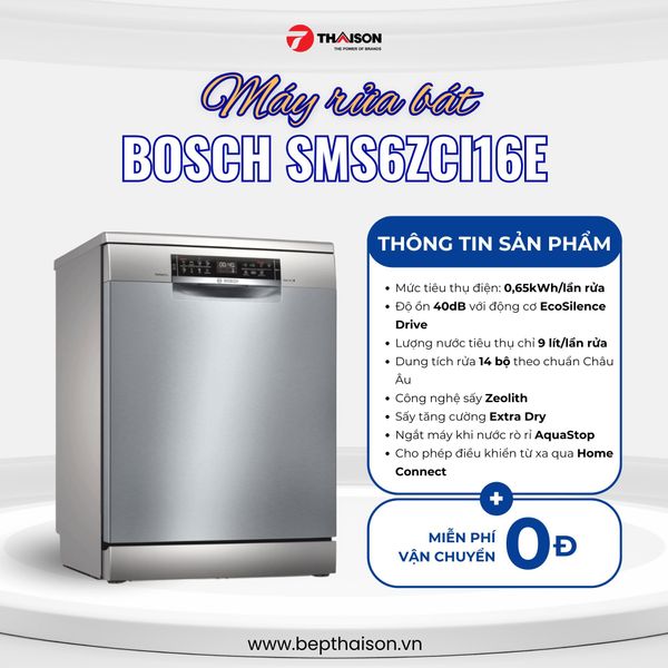 Máy rửa bát Bosch SMS6ZCI16E là trợ thủ nên có trong nhà bếp vào mùa nồm ẩm