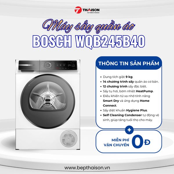 Máy sấy quần áo Bosch WQB245B40 là thiết bị giúp quần áo nhanh khô trong mùa nồm ẩm