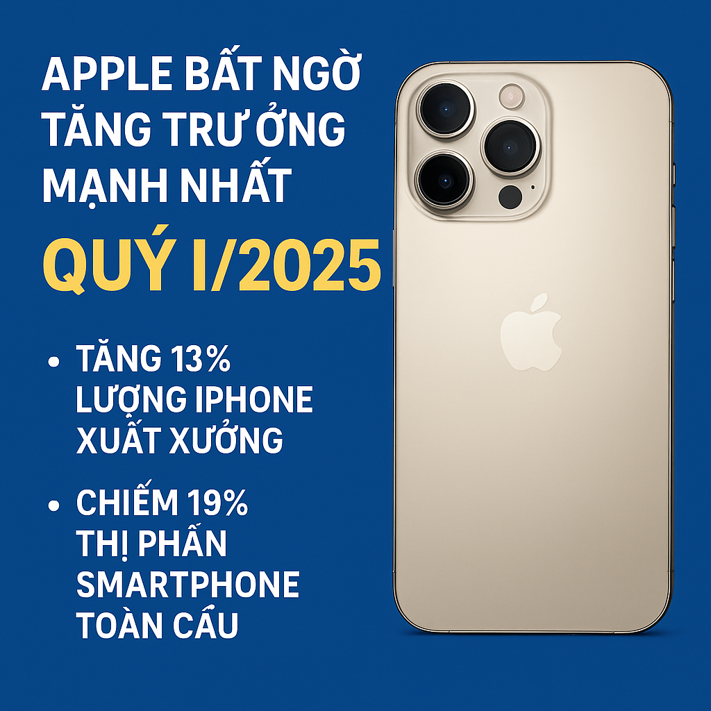 Apple bất ngờ tăng trưởng mạnh nhất quý I/2025 – Bám sát Samsung trên đường đua smartphone toàn cầu