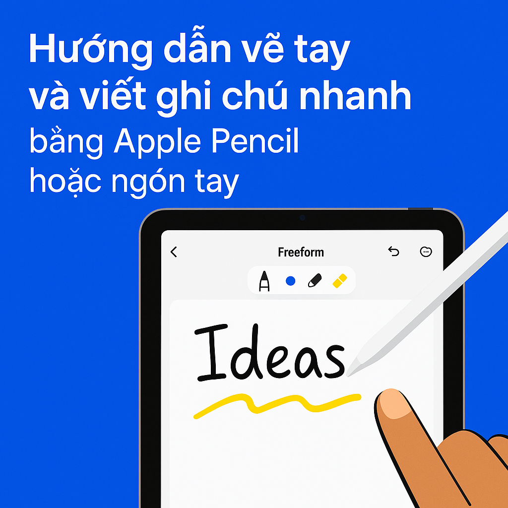 Hướng dẫn vẽ tay và viết ghi chú nhanh bằng Apple Pencil hoặc ngón tay trên Freeform