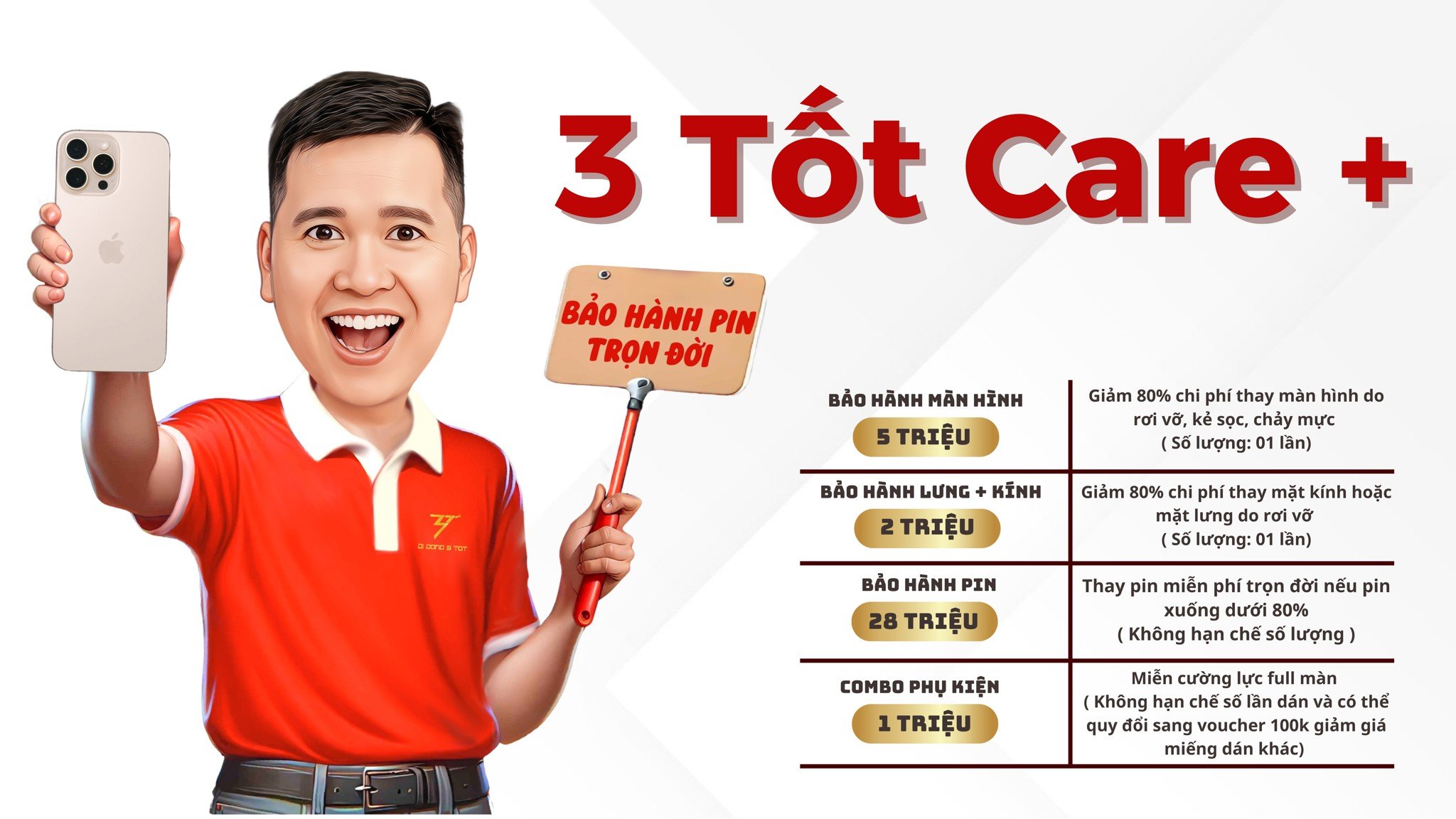 3 Tốt Care + Gói Bảo Hành Mở Rộng Toàn Diện Tại Di Động 3 Tốt