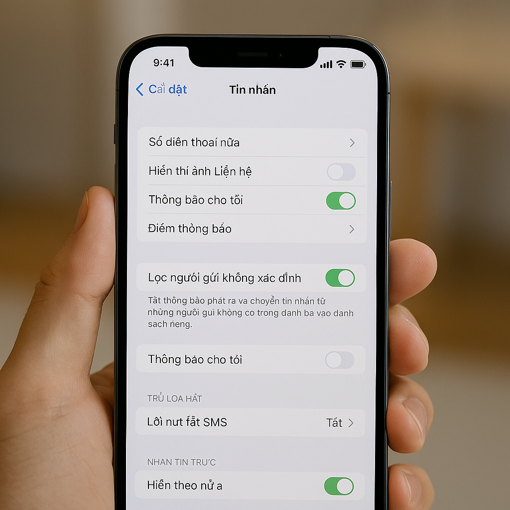 Cách bật chế độ im lặng thông minh cho tin nhắn trên iPhone