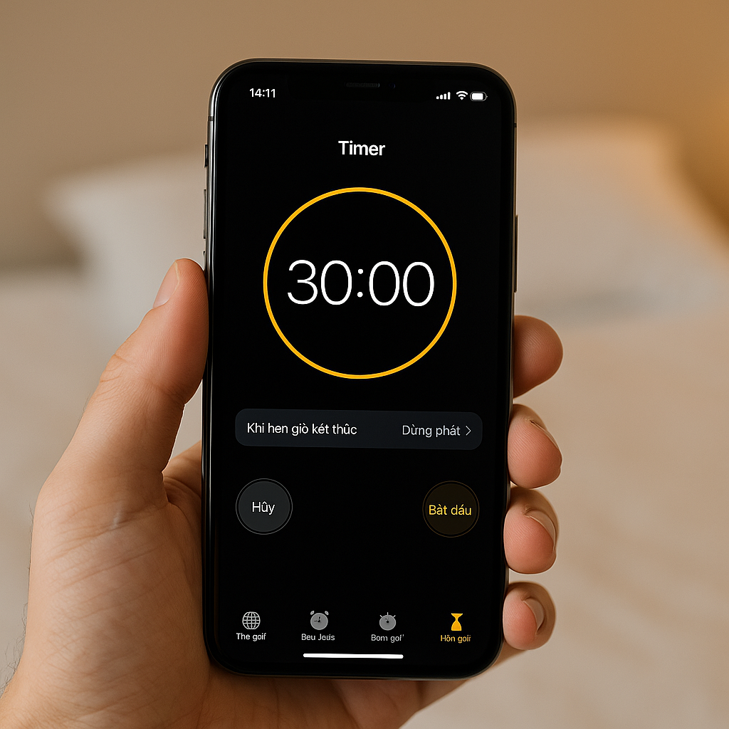 Cách hẹn giờ tắt nhạc tự động bằng ứng dụng Đồng hồ trên iPhone