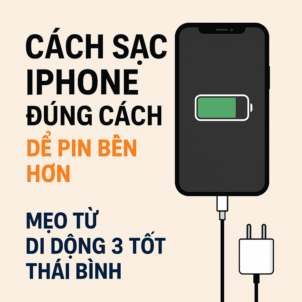 Cách sạc iPhone đúng cách để pin bền hơn – Mẹo từ Di Động 3 Tốt Thái Bình