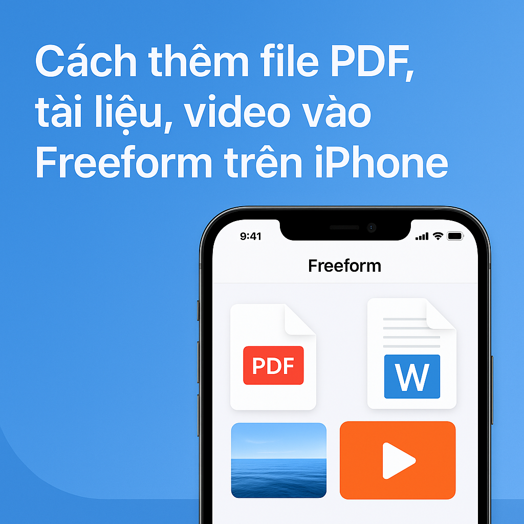 Cách thêm file PDF, tài liệu và video vào Freeform trên iPhone để quản lý tiện lợi