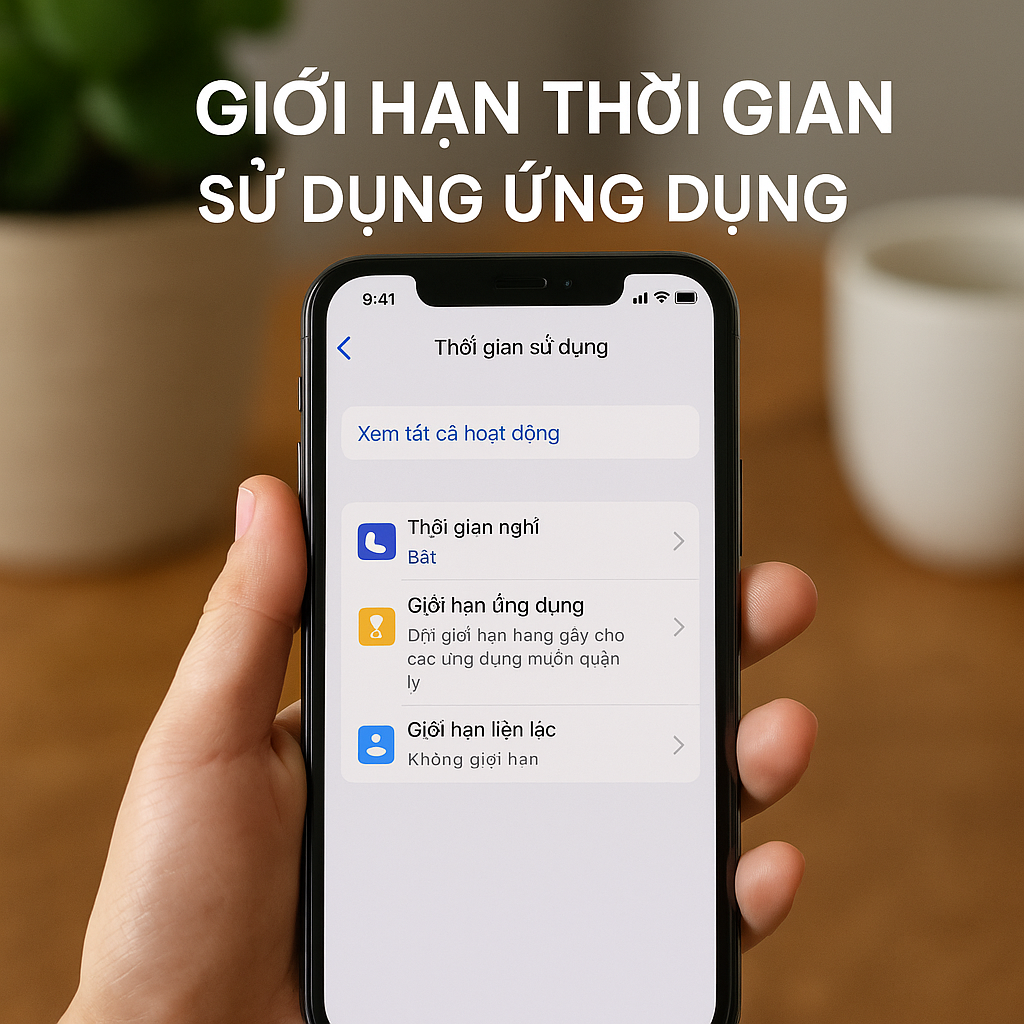 Giới Hạn Thời Gian Sử Dụng Ứng Dụng Trên iPhone – Bảo Vệ Sức Khỏe & Tăng Năng Suất (2025)