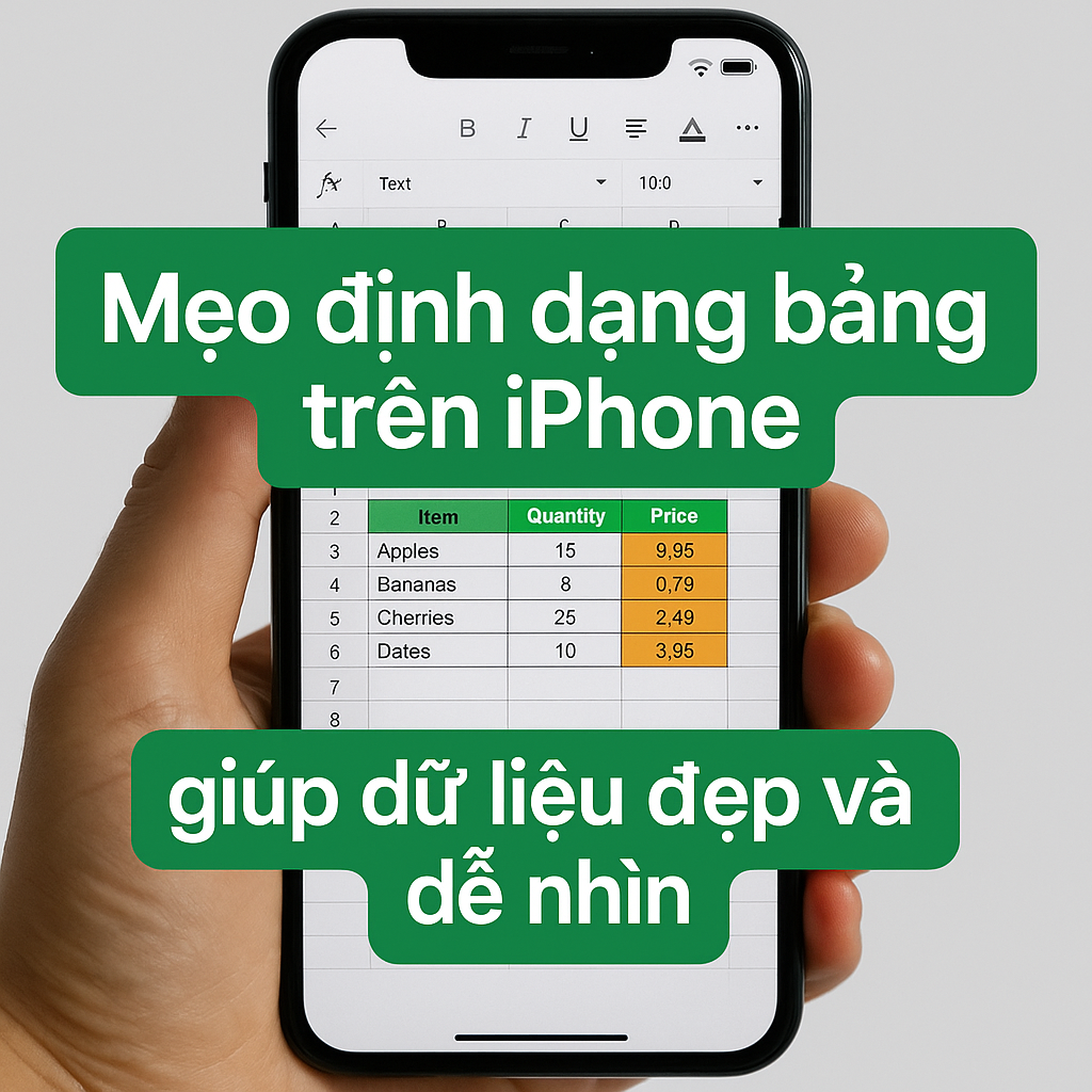 Mẹo định dạng bảng trên iPhone giúp dữ liệu đẹp và dễ nhìn