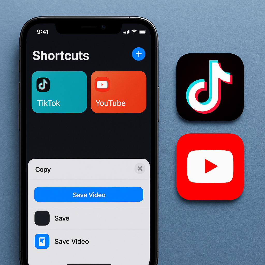 Mẹo dùng phím tắt để tải video TikTok, YouTube về iPhone
