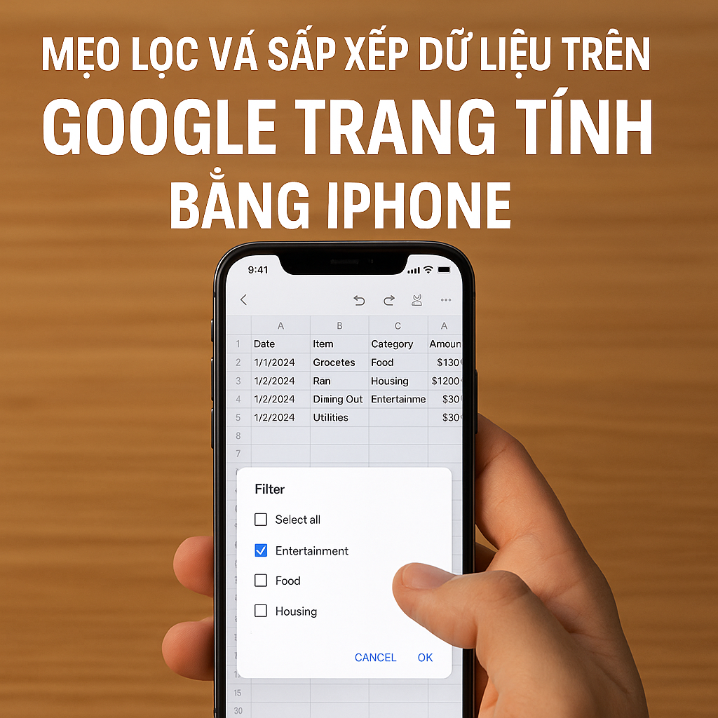 Mẹo lọc và sắp xếp dữ liệu trên Google Trang Tính bằng iPhone