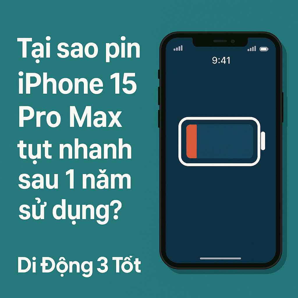 Pin iPhone 15 Pro Max tụt nhanh sau 1 năm dùng? Nguyên nhân và cách khắc phục hiệu quả