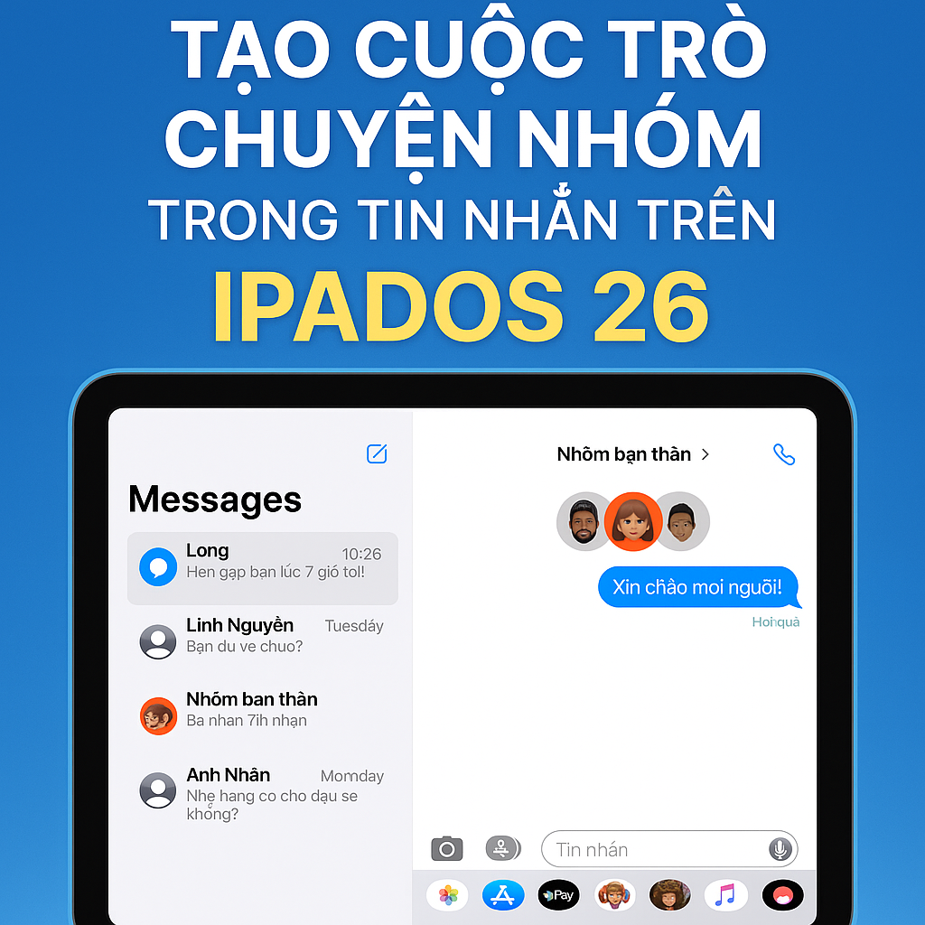 Hướng dẫn tạo nhóm tin nhắn trên iPadOS 26 – Gắn kết linh hoạt và hiện đại cho người dùng