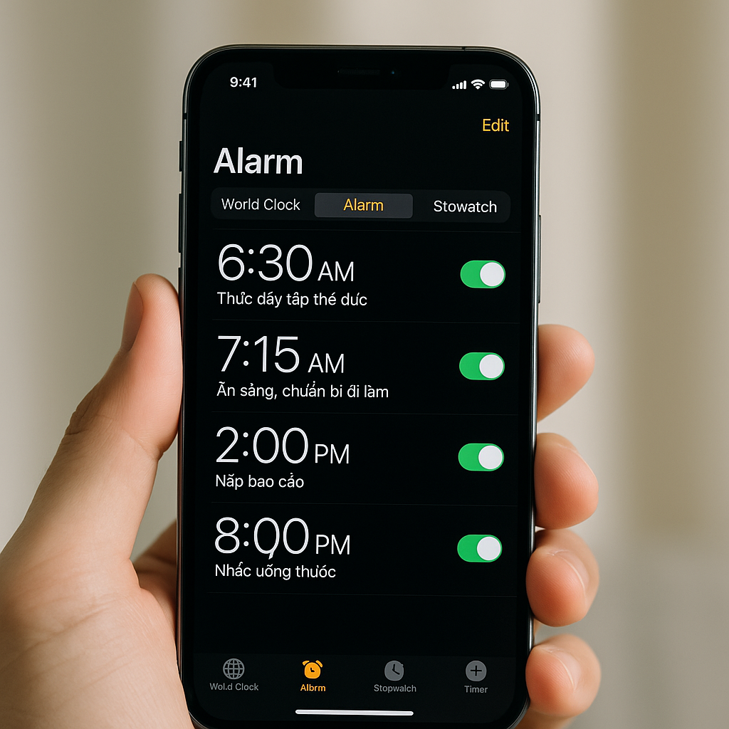 Tạo nhãn (Label) cho báo thức iPhone để quản lý công việc tốt hơn