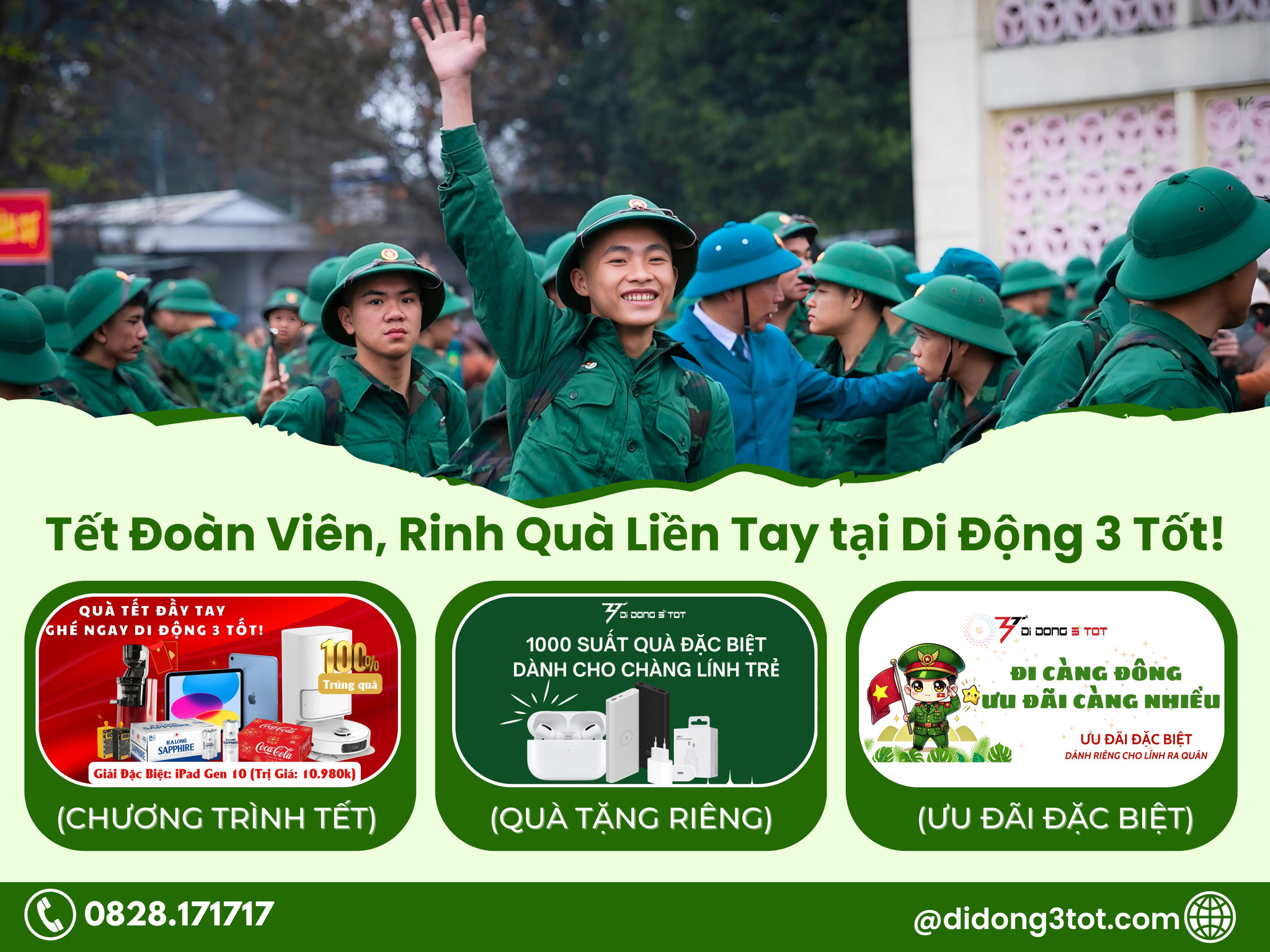Ưu Đãi Đặc Biệt Tết Nguyên Đán 2025: Di Động 3 Tốt Tri Ân Chiến Sĩ Xuất Ngũ