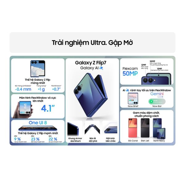 Samsung Galaxy Z Flip 7 ra mắt: Thiết kế vỏ sò đỉnh cao, tích hợp AI thông minh